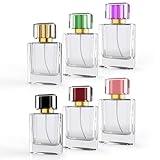 KIT TOWN 6 Pack Refillable Perfume Atomizer 50ml 1.7oz Large Perfume Bottle for Essential Oils, Perfumes,Empty Clear Glass Mist Spray Bottle for Traveling and Outgoing