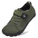 LeIsfIt Kids Barefoot Shoes Boys Girls Wide Sneakers Kids Anti-Slip Hiking Shoes Lightweight Sneakers for Toddler Little Big Kid ArmyGreen 3 Big Kid