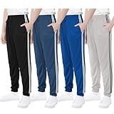 Resinta 4 Packs Boys' Mesh Active Sweatpants Boys Athletic Casual Jogger Pants with Pockets & Drawstring Workout Kids Clothes (US, Alpha, Large, Regular, Black,Navy,Light Grey,Royal Blue-1)