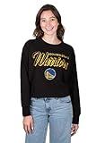 Ultra Game Women's NBA Super Soft Crop Top Pullover Sweatshirt, Golden State Warriors, Black, Medium