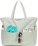 LEDAOU Large Beach Tote Bag Women Waterproof Sandproof Zipper Beach Tote Bag for Pool Gym Grocery Travel with Wet Pocket