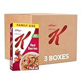 Kellogg's Special K Breakfast Cereal, Family Breakfast, Fiber Cereal, Family Size, Red Berries (3 Boxes)