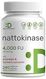 DEAL SUPPLEMENT Nattokinase 4,000 FU Per Serving, 240 Veggie Capsules – Bromelain, Turmeric Curcumin, with Black Pepper Complex – Heart Health & Digestive Enzymes – Non-GMO, Vegan