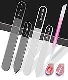 Glass Nail File Buffer with Case - 5PCS Nail Buffer and Nail Shiner Kit Glass Cuticle Pusher Nail Care for Men Women Nail Files for Natural Acrylic Nails Fingernail Files Manicure Tool