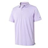 Golf Shirts for Men Dry Fit Moisture Wicking Casual Sport Short Sleeve Mens Golf Polo Shirts Lavender/White Stripe