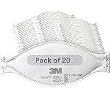 3M Aura Particulate Respirator 9205+, N95, Pack of 20 Disposable Respirators, Individually Wrapped, 3 Panel Flat Fold Design Allows for Facial Movements, Comfortable, NIOSH Approved, Smoke