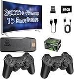 Wireless Retro Game Console,Plug and Play Video Game Console Built in 20000+Games,Dual 2.4G Wireless Controllers,4K HDMI Output,9 Classic Emulators