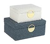 HofferRuffer Velvet Jewelry Boxes, Keepsake Boxes Decorative Boxes, Storage Accessory Organizer Boxes with Elegant Handle Decor, Classic Velvet Set of 2 Pieces (Modern)