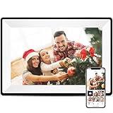 Glusine 10.1Inch WiFi Digital Picture Frame 1280×800 HD Smart picture frames 16GB Storage,Auto-Rotate,Wall Mountable,digital photo frame Easily pass Uhale App Share Photos/Videos Instantly-matte white