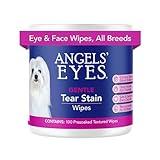 ANGELS' EYES Gentle Tear Stain & Pet Eye Wipes for All Dogs & Cats Textured Grooming Wipes Remove Discharge & Mucus, Reduce Tear Stains, Hypoallergenic with Aloe & Chamomile, 100ct