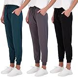 Real Essentials Women's Plus Size Just My Lounge Joggers Soft Sleepwear Pajamas Loungewear Yoga Pants Active Athletic Track Running Workout Casual Ladies Yoga Sweatpants Pockets, Set 9, 3X, Pack of 3