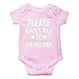 CBTwear Please Pass Me To Grandma Baby Bodysuit Funny Infant Outfit Cute Newborn Clothes Unisex Romper (6 Months, Pink)