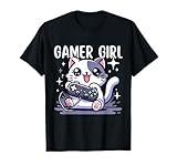 Gamer Girl Cat Gaming Cute Video Game Women Girls T-Shirt