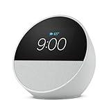 All-new Amazon Echo Spot (2024 release), Smart alarm clock with vibrant sound + Alexa, Glacier White