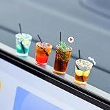 4 Pcs Cute Mini Drinks Car Rearview Mirror Dashboard Decor, Funny Beverage Dash Decorations, Kawaii Ornament Interior Accessories for Home Office