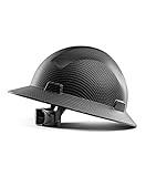 LANON Carbon Fiber Custom Design Full Brim Hard Hat, OSHA Construction Work Approved, FRP Safety Helmet with 4 Point Adjustable Ratchet Suspension, Class C