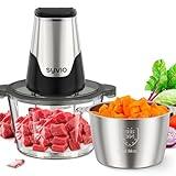 Syvio Food Processors with 2 Bowls, Meat Grinder 4 Bi-Level Blades, Mini Electric Food Chopper 450W, for Baby Food, Meat, Onion, Vegetables, 2 Speed, 8 Cup and 8 Cup