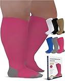 Pembrook Plus Size Compression Socks Wide Calf - Up to 6XL | Pink Wide Calf Compression Socks Women | Compression Socks Plus Size for Soreness, Varicose Veins, and Edema