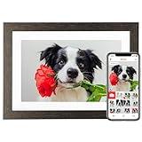 BIHIWOIA 10.1'' Frameo Digital Picture Frame, 32GB WiFi Digital Photo Frame, 1280x800 IPS Touch Screen, Auto-Rotate, Slideshow, Send Photos/Videos via Free App(Black Wood Frame)