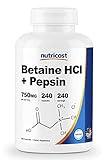 Nutricost Betaine HCl + Pepsin 790mg, 240 Capsules - Gluten Free & Non-GMO