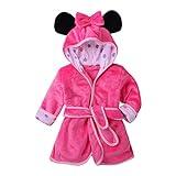 God Sweet Bowknot Hooded Robe Warm Soft Sleepwear Housecoat, Rose Red, 12-18 Months