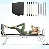 Pilates Reformer, PAETA Foldable Reformer Pilates Machine for Home Use, with Dual Resistance- Springs and Cords, Pilates Equipment for Home Workouts with Jump Board, Up to 400 LBS(White