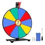 Pionites 12 Inch 10 Slots Prize Wheel Tabletop or Wall Mount Fortune Spin with Dry Erase Marker and Eraser for Engaging Home Parties, Trade Show, Carnival Events