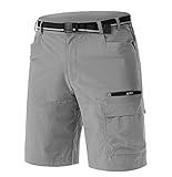 TACVASEN Mens Outdoor Hiking Shorts Summer Lightweight Quick Dry Casual Water Resistant Cargo Fishing Golf Shorts Light Grey, 40