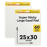 Post-it Super Sticky Easel Pad, 25 in x 30 in, White, 30 Sheets/Pad, 2 Pad/Pack, Large White Premium Self Stick Flip Chart Paper, Super Sticking Power (559)