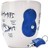 Rockdip rock climbing mug with highly sticked climbing grips - blue climbing mountain mug for rock climbing gifts - 15 oz climbing cliff mug for morning brew - blue mountain coffee mug, White Ceramic