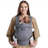Momcozy Baby Carrier - Ergonomic, Cozy and Lightweight Carrier for 7-44lbs, Effortless to Put On, Ideal for Hands-Free Parenting, Enhanced Lumbar Support, Purehug for Infant to Toddler, Grey