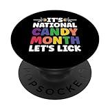 Funny National Candy Month Rainbow Lollipop Pride PopSockets Standard PopGrip