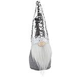 Northlight 14" Silver and White Reverse Sequin Hat Standing Gnome Christmas Decoration