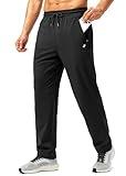 Pudolla Men's Athletic Pants with Zipper Pockets Stretch Workout Sweatpants Lightweight Running Joggers for Men(Black X-Large)