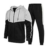 CALUOMATT Mens Tracksuit Traning,Gym,Workout,Performance Sweatsuit Khaki Black XL