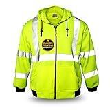 KwikSafety - Charlotte, NC - PATROL Safety Jacket [NO FUZZ Balls] Class 3 ANSI Tested OSHA Compliant Reflective Mens Fleece Hoodie/Yellow 3XL