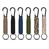 6 Pack Paracord Keychain with Carabiner Braided Lanyard Key Chain Paracord Carabiner Clip for Keys Backpack Paracord Keychain Ring for Men Women Heavy Duty Hook for Outdoor Survival Camping Hiking