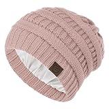 Winter Hats for Women Pink Beanie Satin Lined Slouchy Beanie Hats Womens Winter Hats Unique Gifts for Women Snow Ski Hat