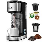 Single Serve Coffee Maker K Cup with Reservoir, Space Saver One Cup Coffee Maker, 2 In 1 Coffee Maker 6 To 14 Oz Brew Sizes,Fits Travel Mug,Single Pod Coffee Maker with Self-Cleaning Function