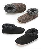 The Metluks 2-Pair Soft Sole House Slippers for Men Indoor Winter Warm Fuzzy Slipper Socks Anti-skid Grippers Adult Size 10-11