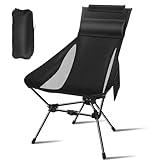 JITOOW Camping Chairs, Portable Camping Chair with Headrest and Storage Bag, Lightweight Foldable Chair for Outside Camping, Hiking, Travel, Beach and Sports