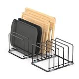VAEKUCEAN 2-Pack Medium Black Cutting Board Racks, Kitchen Cabinet Organizer, 5 Tiered Shelves for Baking Trays, Cutting Boards, Cookie Sheets, Muffin Pans