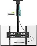 Greenstell Ceiling TV Mount with Power Outlet, TV Mount for 26-65 inch TVs, TV Ceiling Mount with 900J Surge Protection, Swivel, Tilt and 6 Height Adjustable, Max VESA 400x400mm, Holds up to 110Lbs