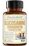 Glucosamine Chondroitin MSM and Turmeric Supplement - Joint Support Supplement for Women & Men with Boswellia & Glucosamine Sulfate 1500 mg. Used for Cartilage & Joint Health & Flexibility 90 Capsules