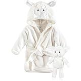 Luvable Friends Unisex Baby Plush Bathrobe and Toy Set, Lamb, 0-9 Months