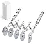 5-Wheel Professional Pastry Cutter - Stainless Steel Pizza & Dough Tool, Multi-Use Kitchen Utensil for Baking, Lattice Cutting, Cookie Dividing - Heavy Duty Pastry Wheel with Ergonomic Handle