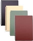 Yansanido Spiral Notebook, 4 Pcs 8.3 Inch x 5.9 Inch A5 Thick Plastic Hardcover 8mm Ruled 4 Color 80 Sheets -160 Pages Journals for Study and Notes (style 10-Wine Red,Brown,Green,ivory, A5)