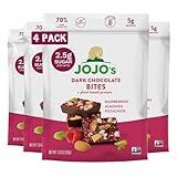 JOJO's Dark Chocolate Raspberry Almond Pistachio Bites, Added Protein, Low Sugar, Gluten Free, Vegan, Lactose Free (4 Count)