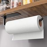 Paper Towel Holder - Self-Adhesive or Drilling, Matte Black Paper Towel Rack Under Cabinet for Kitchen, Upgraded Aluminum Kitchen Roll Holder - Lighter but Stronger Than Stainless Steel!