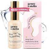 grace & stella Award Winning Hyaluronic Acid Serum (50ml/1.7 fl oz) Hydrating Hyaluronic Acid Serum for Face - Acido Hialuronico for Women - Remove Fine Lines, Wrinkles, Anti Aging - Vegan Skincare